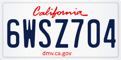 CA license plate 6WSZ704