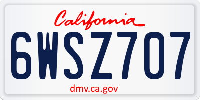 CA license plate 6WSZ707