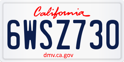 CA license plate 6WSZ730