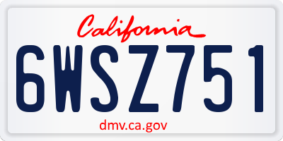 CA license plate 6WSZ751