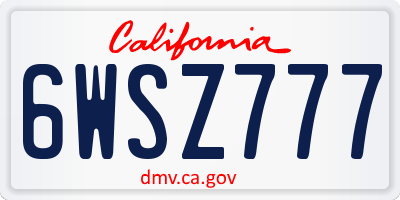 CA license plate 6WSZ777