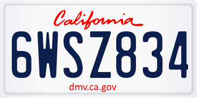 CA license plate 6WSZ834