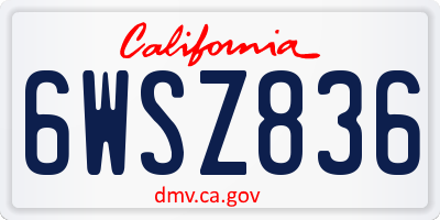 CA license plate 6WSZ836