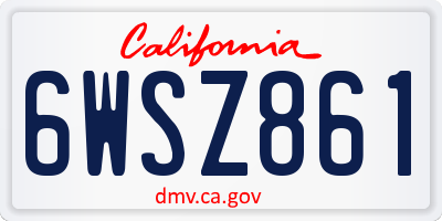 CA license plate 6WSZ861