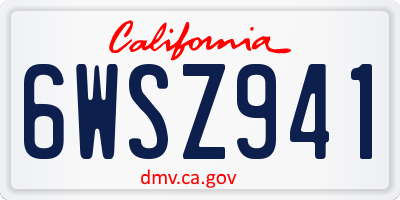 CA license plate 6WSZ941