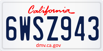 CA license plate 6WSZ943