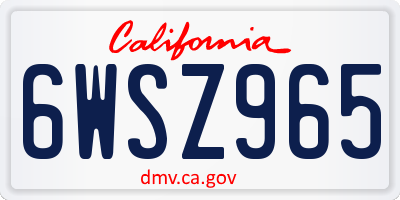 CA license plate 6WSZ965
