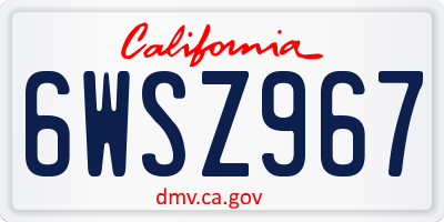 CA license plate 6WSZ967