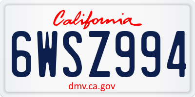 CA license plate 6WSZ994