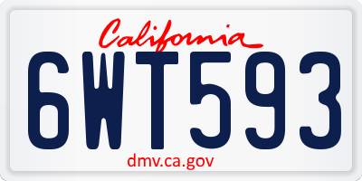 CA license plate 6WT593