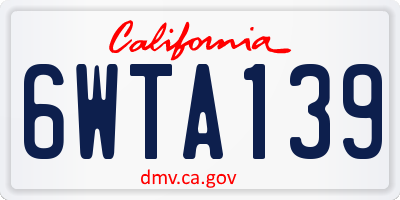 CA license plate 6WTA139