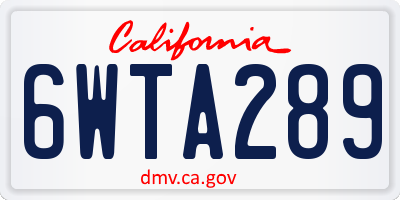 CA license plate 6WTA289