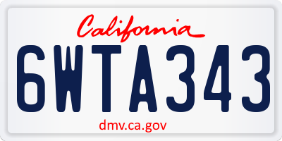 CA license plate 6WTA343