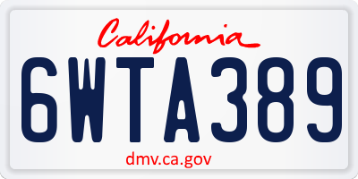 CA license plate 6WTA389