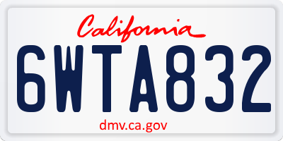 CA license plate 6WTA832