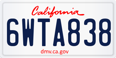 CA license plate 6WTA838