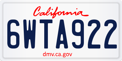 CA license plate 6WTA922