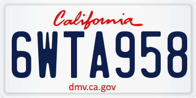 CA license plate 6WTA958
