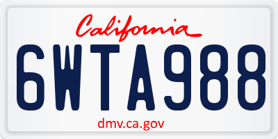 CA license plate 6WTA988