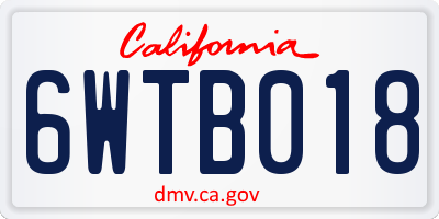 CA license plate 6WTB018