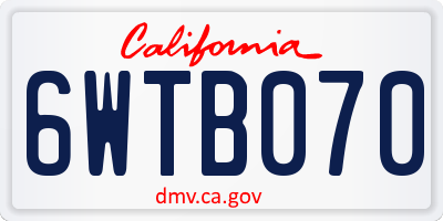 CA license plate 6WTB070