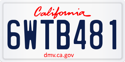 CA license plate 6WTB481