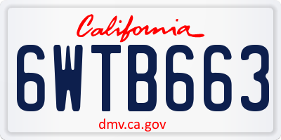 CA license plate 6WTB663