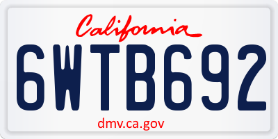 CA license plate 6WTB692
