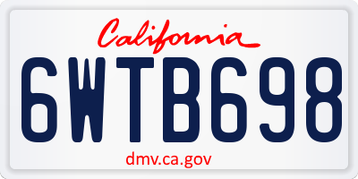 CA license plate 6WTB698