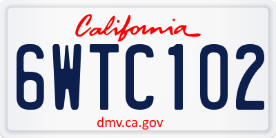 CA license plate 6WTC102