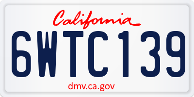 CA license plate 6WTC139