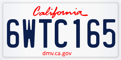 CA license plate 6WTC165