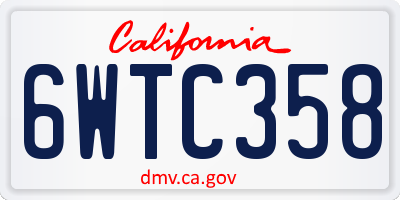 CA license plate 6WTC358
