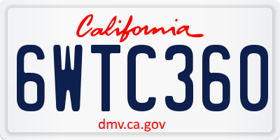 CA license plate 6WTC360