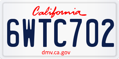 CA license plate 6WTC702