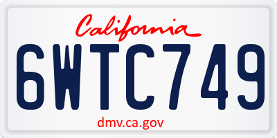 CA license plate 6WTC749