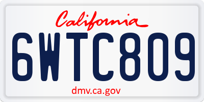 CA license plate 6WTC809