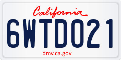 CA license plate 6WTD021
