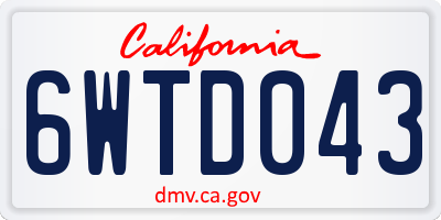 CA license plate 6WTD043