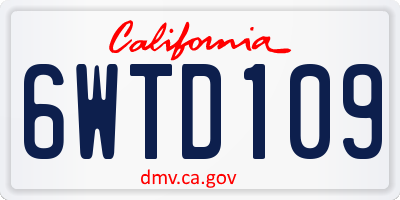 CA license plate 6WTD109