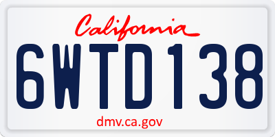 CA license plate 6WTD138