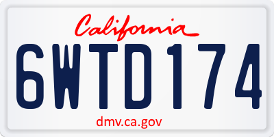 CA license plate 6WTD174