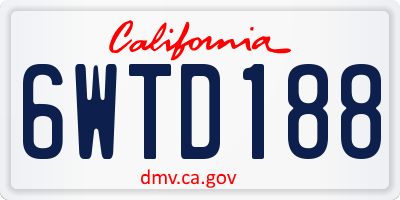 CA license plate 6WTD188