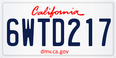 CA license plate 6WTD217