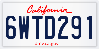 CA license plate 6WTD291
