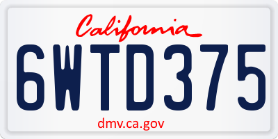 CA license plate 6WTD375