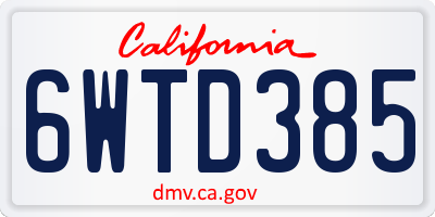 CA license plate 6WTD385