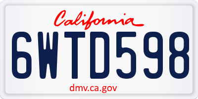 CA license plate 6WTD598