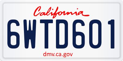 CA license plate 6WTD601