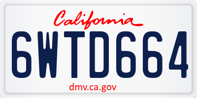 CA license plate 6WTD664